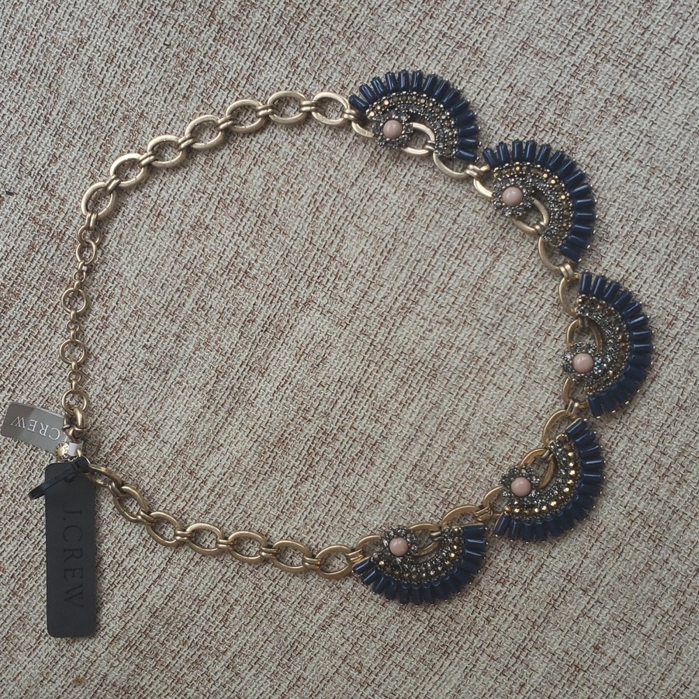 J.Crew Blue Fan Necklace New NWT
